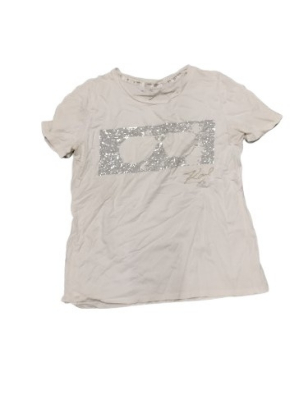 Karl Lagerfeld Rhinestone Sunglasses Short Sleeve Tee Shirt Sz S